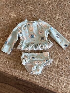 Posh Peanut Evil Eye Celestial Fiona Metallic Ruffle Two-Piece Swim